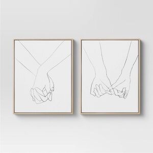 PROJECT 62 2pc hand framed wall canvases -16x20 -white/black